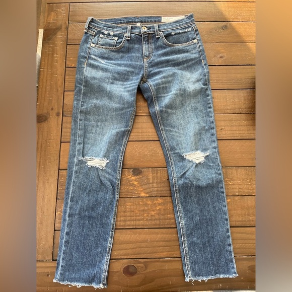 COPY - rag & bone Dre Capri medium wash distressed jeans size 25 - Picture 3 of 8